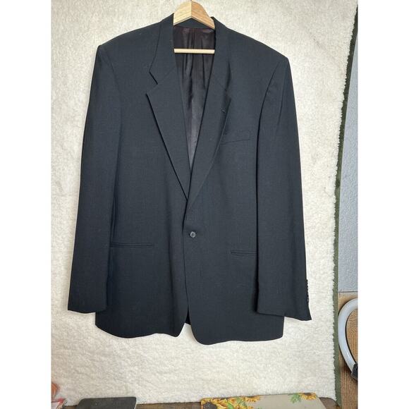 PERRY ELLIS Virgin Wool Gabardine Blazer Jacket Men 44 Single Button Officecore - Picture 2 of 10